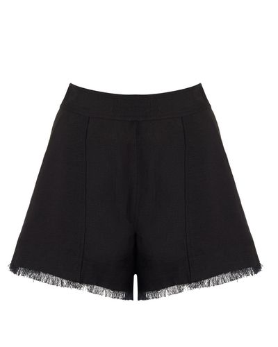 Jonathan Simkhai Dax Raw Edge High-waisted Linen-blend Shorts - Black