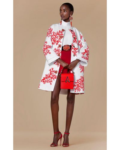 Andrew Gn Ruffle-trimmed Cotton Coat - Red