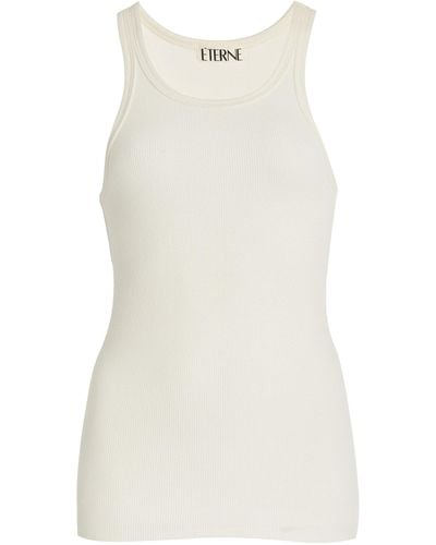 ÉTERNE High-neck Fitted Jersey Tank Top - White