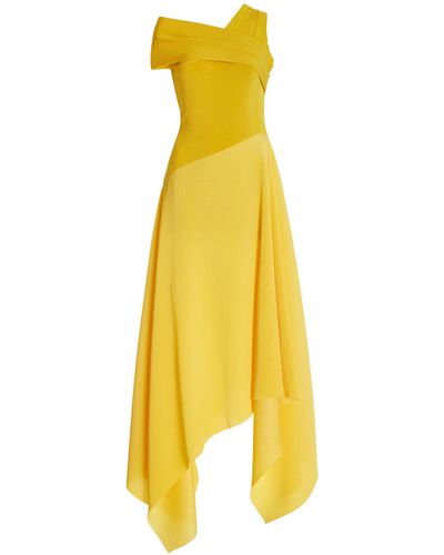 AZ FACTORY X Thebe Magugu Asymmetric Knit And Plissé Maxi Dress - Yellow