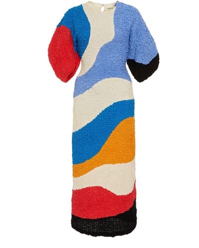 Mara Hoffman Freya Color-block Cloqué Midi Dress - Blue