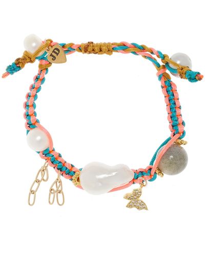 Joie DiGiovanni Tropical Mermaid Knotted Silk 18k Yellow Gold Multi-stone Bracelet - Multicolor