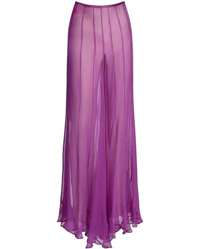 Francesca Miranda Olas Silk Chiffon Flared Trousers - Purple