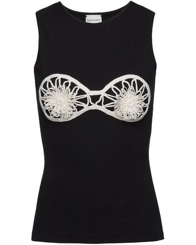 Magda Butrym Embroidered Sleeveless Cotton Top - Black