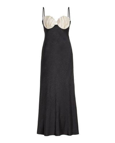 Rachel Gilbert Ryder Satin Midi Slip Dress - Black
