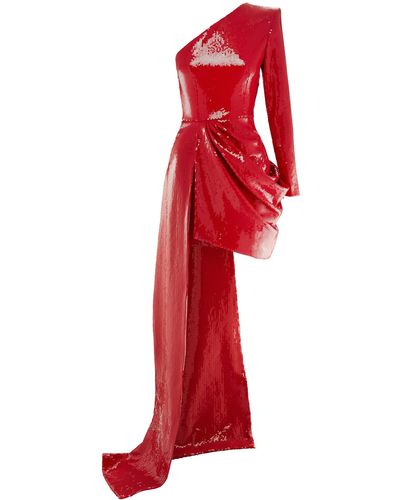 Alex Perry Kane Duchess Silk Satin Bralette in Red