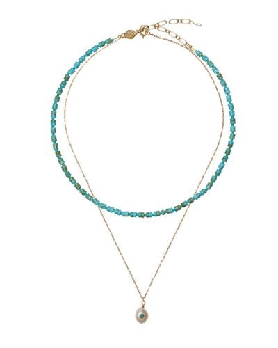 Anni Lu Pearl And Lagoon Necklace Set - Blue