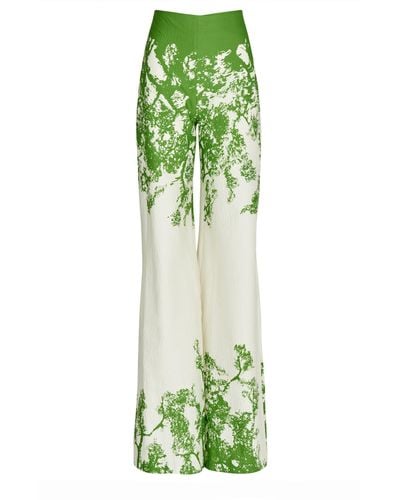 Silvia Tcherassi Como Printed Cotton-blend Wide-leg Trousers - Green