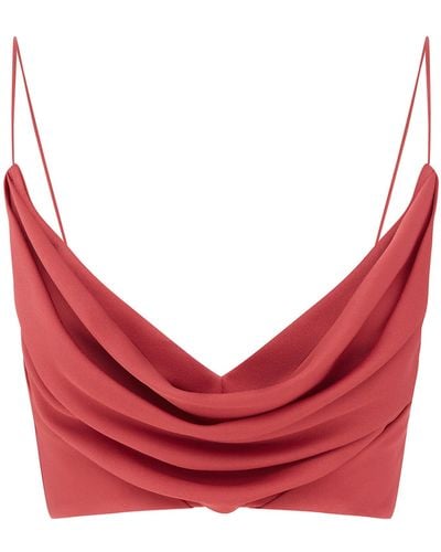Alex Perry Draped Satin Crepe Crop Top - Red