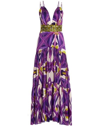 Silvia Tcherassi Petra Printed Silk Maxi Dress - Purple