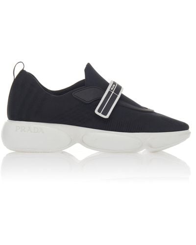 Prada Cloudbust Rubber And Leather-trimmed Mesh Sneakers - Black