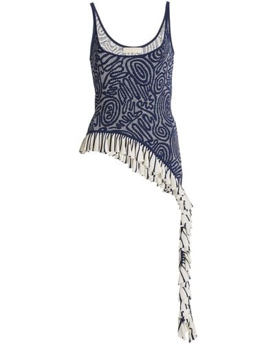 Ulla Johnson Kendra Ruffled Knit Top - Blue