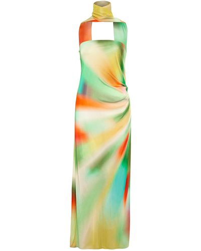 Siedres Misty Tie-neck Strapless Printed-jersey Midi Dress - Multicolour