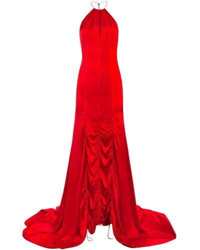Alejandra Alonso Rojas Dip-dyed Silk Halter Gown - Red