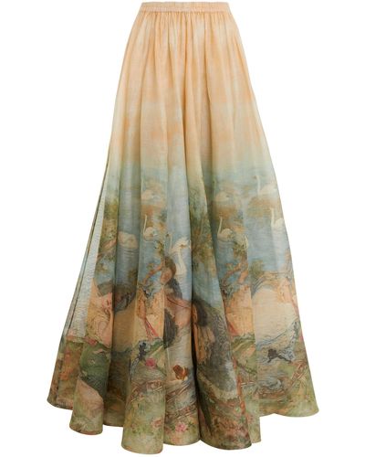 Zimmermann Luminosity Ruched Linen-silk Maxi Skirt - Natural