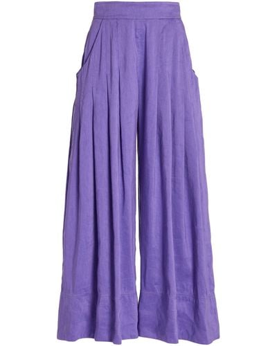 Aje. Equinox Pleated Linen-silk Wide-leg Pants - Purple