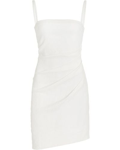 Anemos The Nadege Draped Linen-blend Mini Dress - White