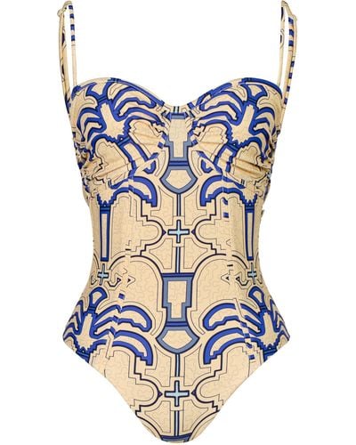 Johanna Ortiz Lagoon Lure Bustier One-piece Swimsuit - Blue