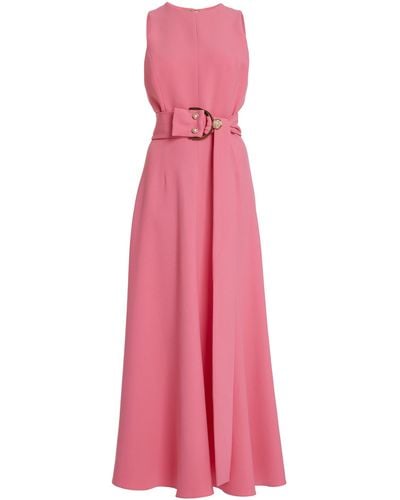 Elie Saab Belted Cady Midi Dress - Pink