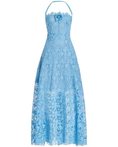 Oscar de la Renta Gardenia Guipure-lace Maxi Dress - Blue