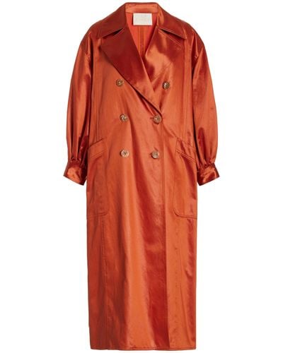 Ulla Johnson Helaine Cotton-blend Satin Trench Coat - Orange