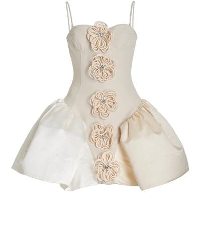 Harbison Flora Cyclone Embellished Knit-satin Bustier Mini Dress - White