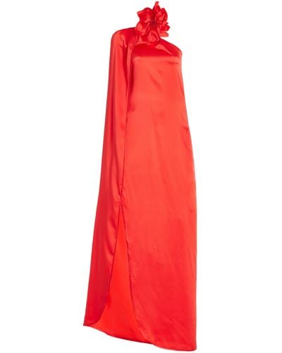 ANDRES OTALORA Magdalena Floral-appliquéd Silk Gown - Red
