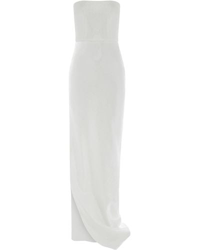 Alex Perry Morgan Strapless Sequin Side Split Gown - White