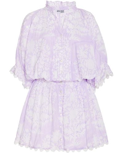 Juliet Dunn Palladio-printed Cotton Mini Dress - Purple