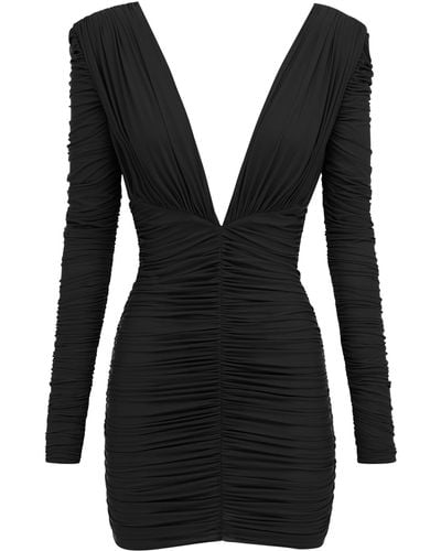 Alex Perry Tatum Ruched Lycra Mini Dress - Black