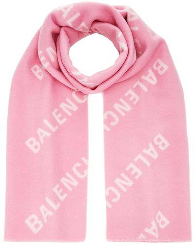 Balenciaga Logo-knit Wool Scarf - Pink