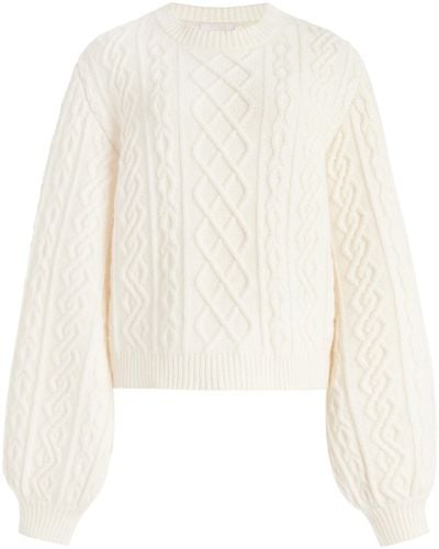 Chloé Wool-cashmere Cable Knit Sweater - White