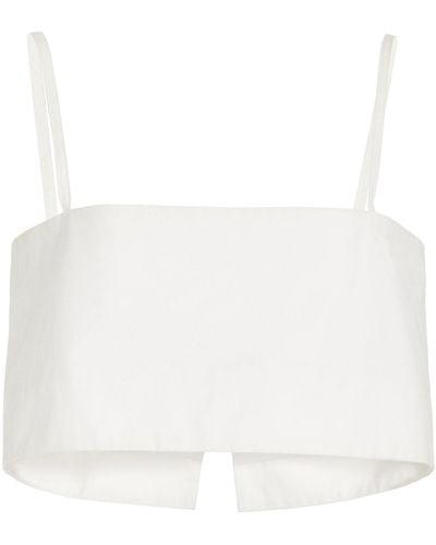 Rosie Assoulin Easy Cropped Cotton Bandeau Top - White