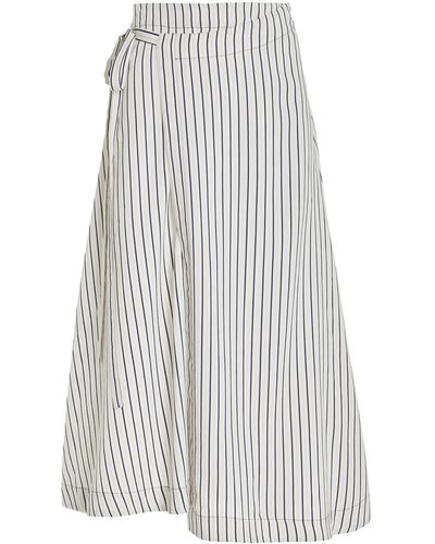 Proenza Schouler Georgie Striped-poplin Midi Wrap Skirt - White