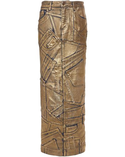 Tom Ford Metallic-coated Denim Maxi Skirt