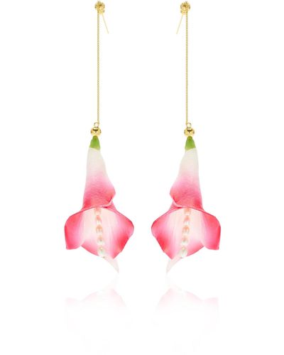 Cult Gaia Calla Pearl-detailed Faux Floral Earring - Pink