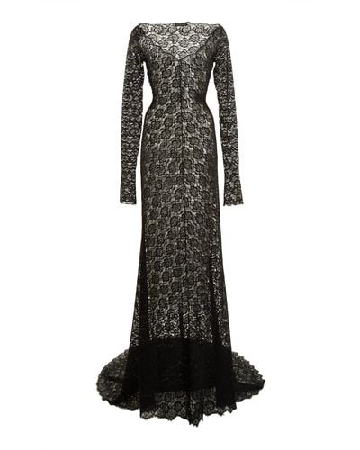 Balenciaga Off-the-shoulder Lace Gown - Black