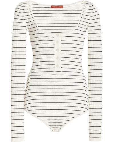 Altuzarra Parley Striped Knit Bodysuit - White