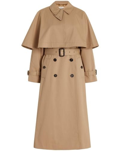 Chloé Cape-detailed Cotton Trench Coat - Natural
