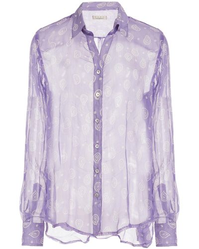 Cloe Cassandro Elodie Crinkled Silk Shirt - Purple