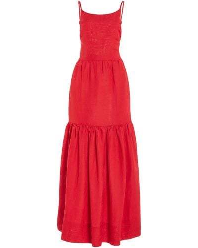 Posse Elise Tiered Linen-blend Maxi Dress