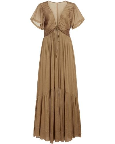 Isabel Marant Agathe Tie-detailed Cotton-silk Maxi Dress - Natural