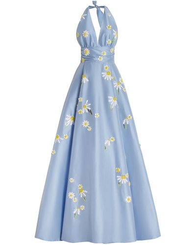 BERNADETTE Monroe Daisy-embroidered Dress - Blue