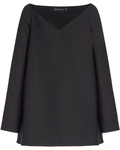 Brandon Maxwell The Zayna Off-the-shoulder Wool-silk Mini Dress - Black