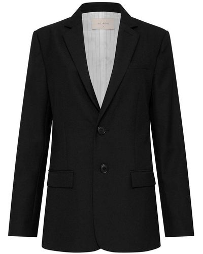 St. Agni Tailored Linen Blazer - Black