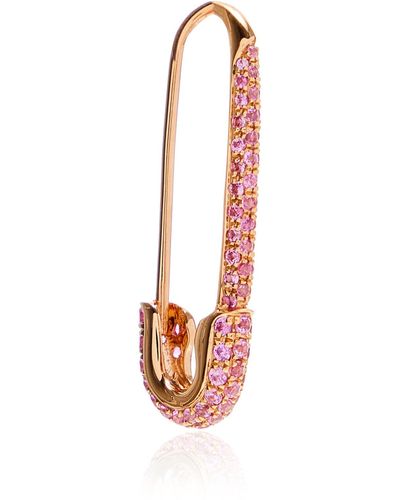 Anita Ko 18k Rose Gold Sapphire Single Safety Pin Earring - Left Side - White