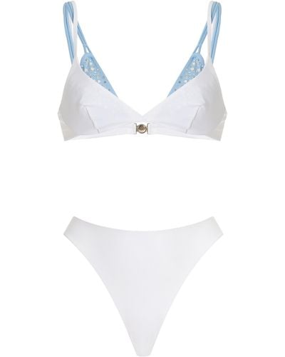 DES_PHEMMES Exclusive Crystal-embellished Layered Bustier Bikini Top - White