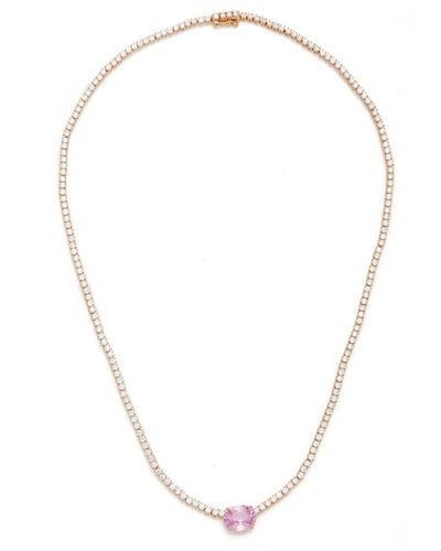 Anita Ko Hepburn 18k Rose Gold, Sapphire, And Diamond Necklace - Pink