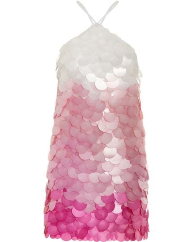 DES_PHEMMES Exclusive Paillette-sequined Mesh Halter Mini Dress - Pink