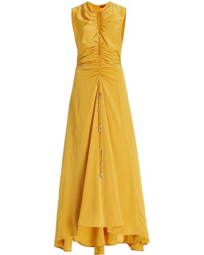 Altuzarra Kaya Ruched Satin Midi Dress - Yellow